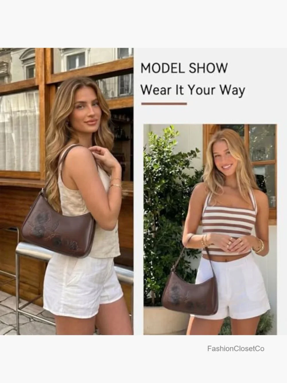 Small Vegan Leather Hobo Crossbody Purse with Floral Embossed Adjustable Strap